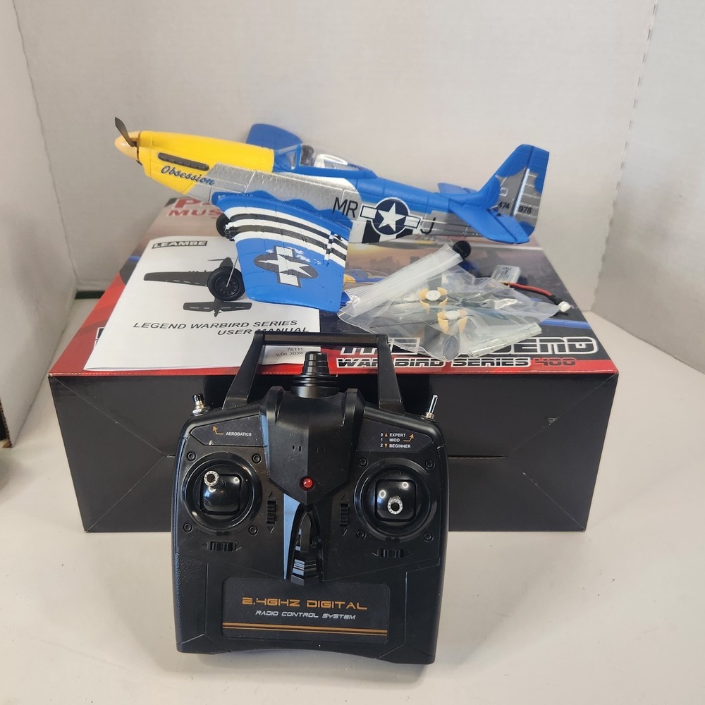 LEAMBE P-51D Mustang 4CH RC Plane 2.4GHz RTF 6-Axis Gyro Xpilot Tested Working